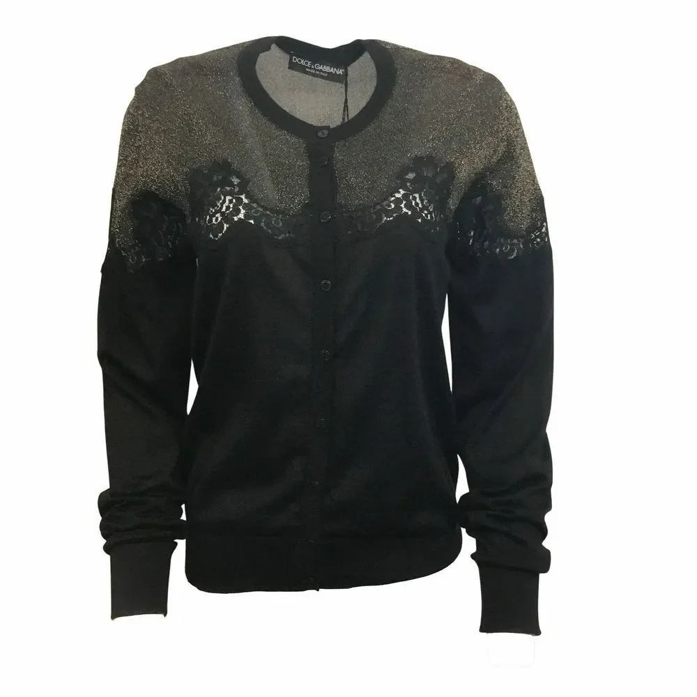Dolce & Gabbana Black Lace Knit Cardigan - Picture 1 of 4
